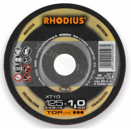 Rhodius XT10 pjovimo diskas metalui ø 1,0–2,0 mm | Tvirtinimo detalės Rhodius XT10 pjovimo diskas metalui ø 1,0–2,0 mm | Technosta - tvirtinimo detalės